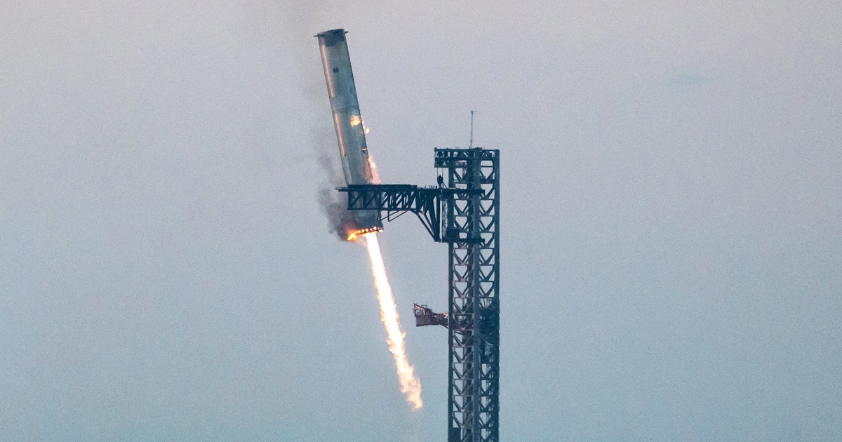 SpaceX catches Starship rocket booster in dramatic landing during fifth ...