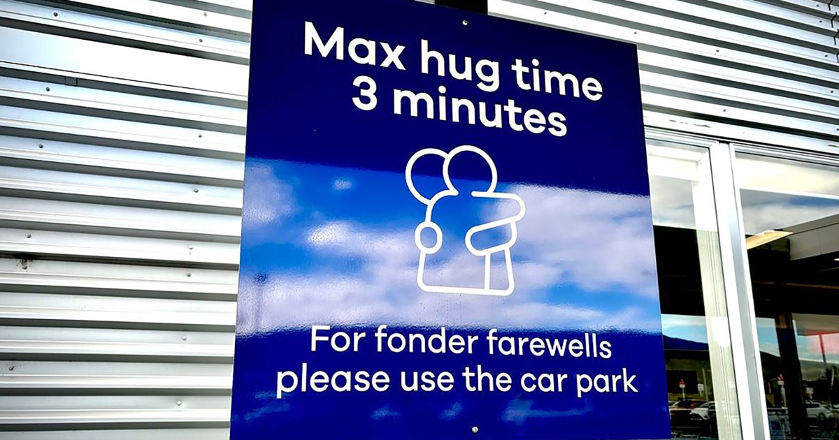 Cuddle time capped: New Zealand airport puts a 3-minute limit on goodbye hugs