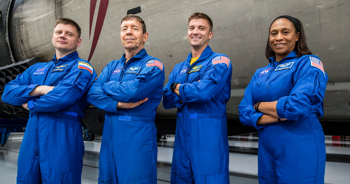 NASA astronauts leave the space station after a weather delay