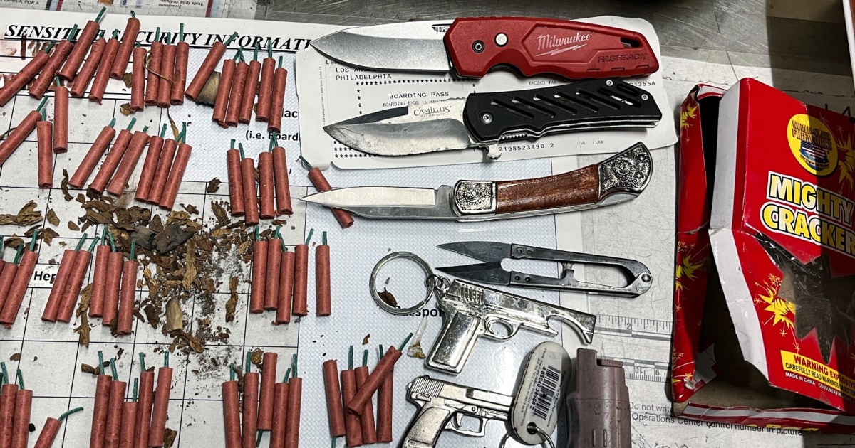 TSA finds ‘shocking variety of prohibited gadgets’ in lady’s bag, together with 82 fireworks, 3 knives