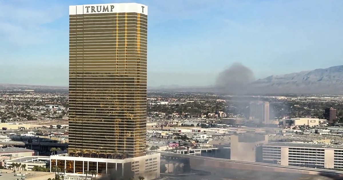 Tesla cybertruck bursts into flames outside Trump hotel in Las Vegas, killing one