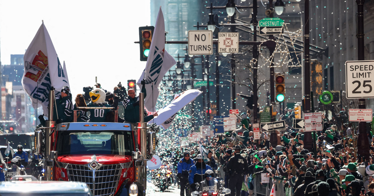 Philadelphia parties with the Eagles as Super Bowl victory parade rolls through town