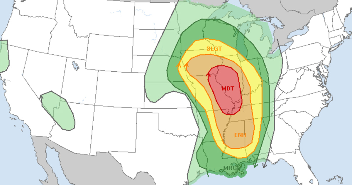 Much of the country is bracing for the risk of severe weather