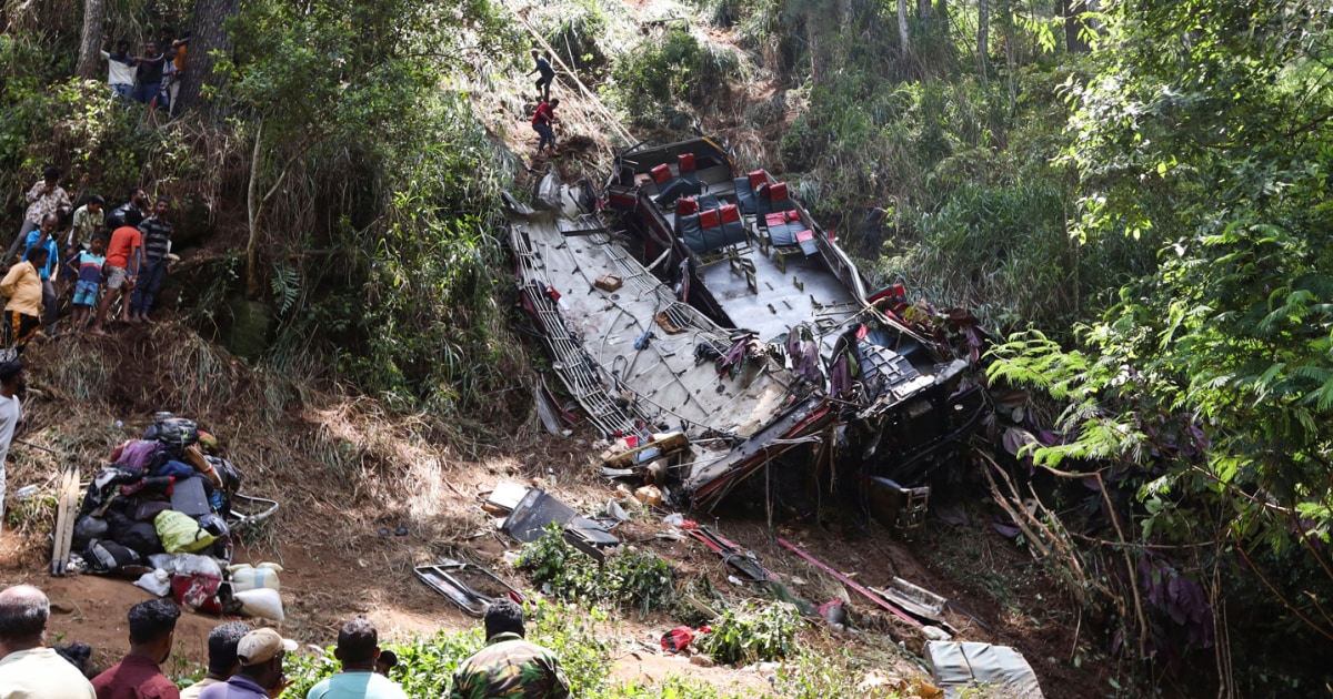 Passenger bus skids off a cliff in Sri Lanka, killing 21 people and injuring 35