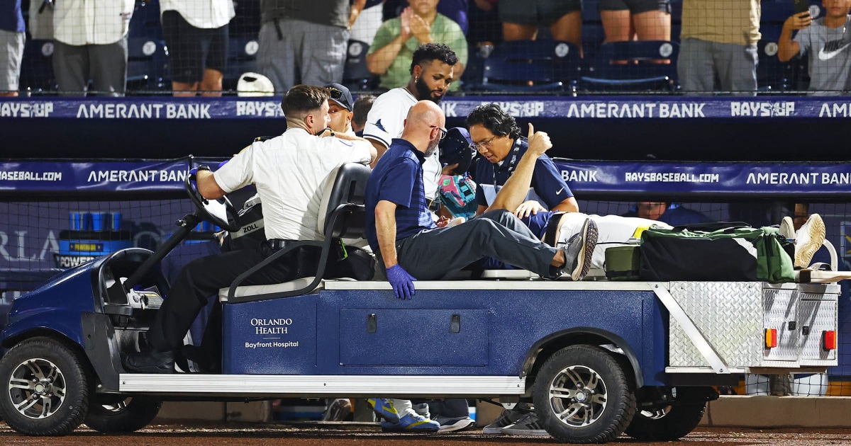 Tampa Bay Rays pitcher taken to hospital after getting hit by foul ball in dugout - NBC News