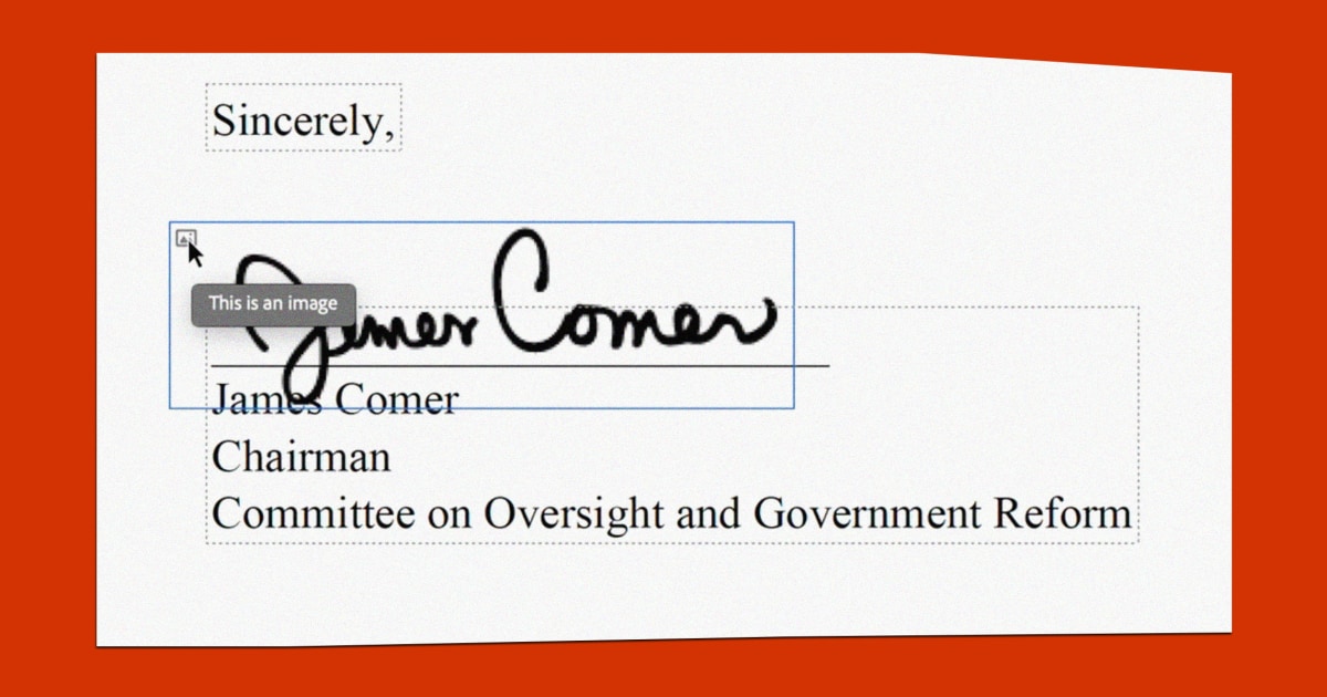 GOP Probe Leader Comer Uses Digital Signature in Biden Autopen Investigation
