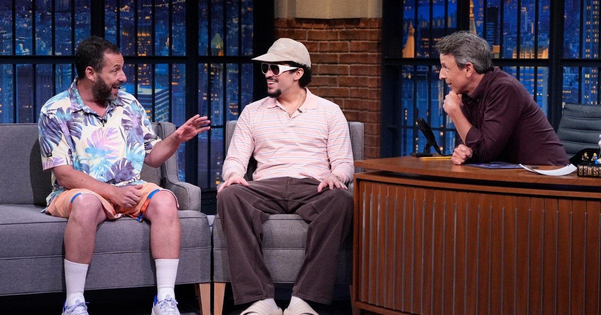 Bad Bunny & Adam Sandler on 'Happy Gilmore 2'- sharing peak friendship moments and laughs on Seth Meyers