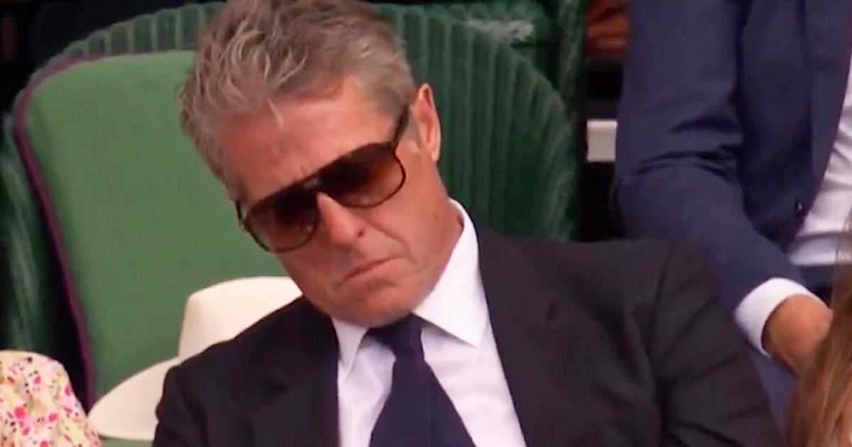 Hugh Grant causes a racket online by snoozing at Wimbledon match