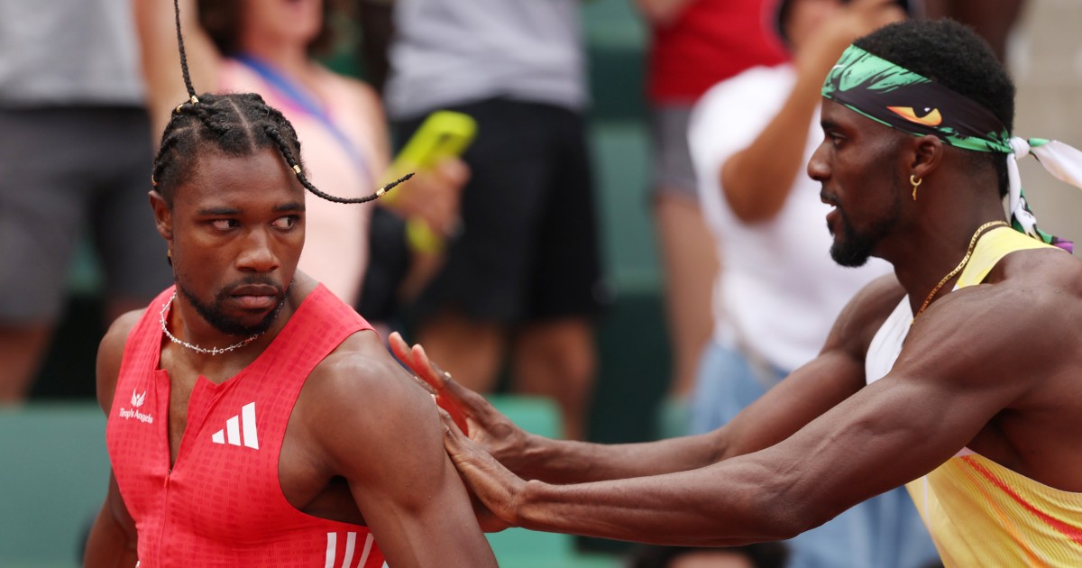 Noah Lyles gets shoved by rival Kenny Bednarek after rallying for win in track championship