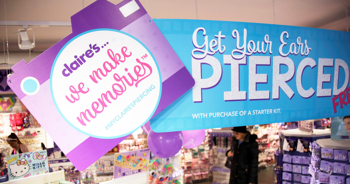 Claire's, known for piercing millions of teens' ears, files for Chapter 11, 2nd time since 2018
