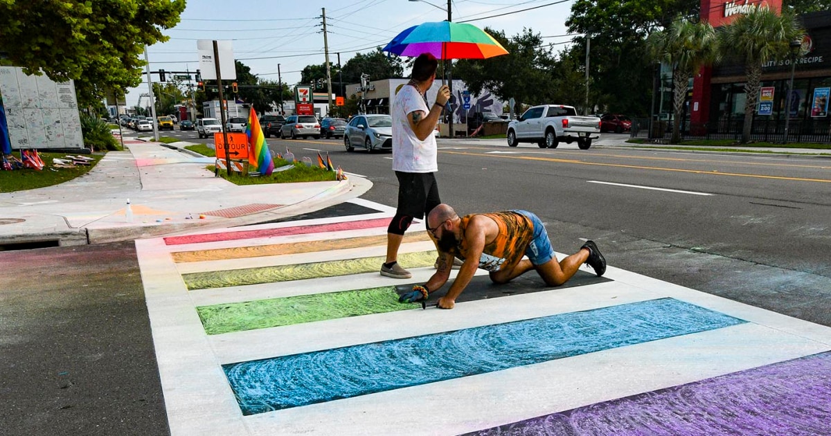 Arrests, protests and sidewalk chalk: How Florida’s rainbow crosswalks became a political lightning rod