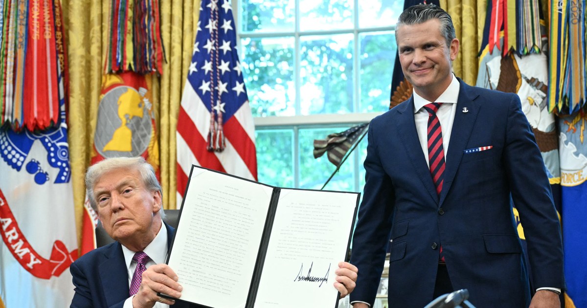Trump signs executive order rebranding Defense Department as Department of War