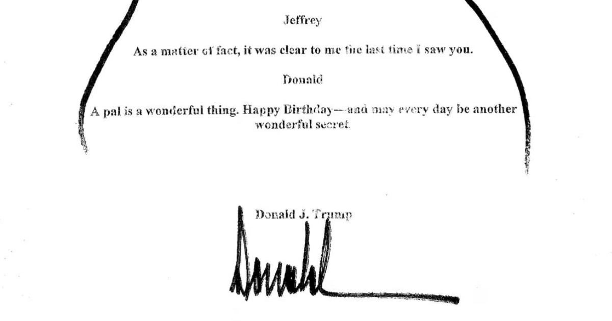 House Democrats release lewd birthday message Trump allegedly sent to Jeffrey Epstein