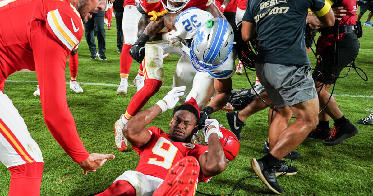 Chiefs receiver has nose bloodied in postgame fight with Lions defender