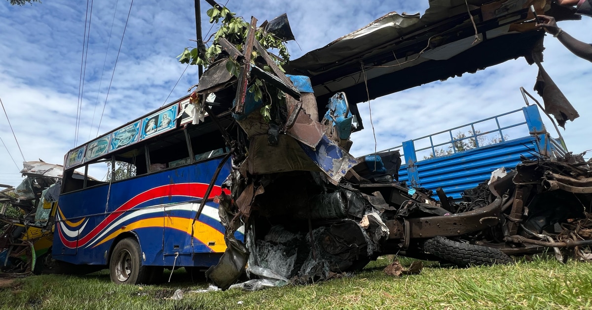 More than 40 people killed in a crash of buses and other vehicles in western Uganda