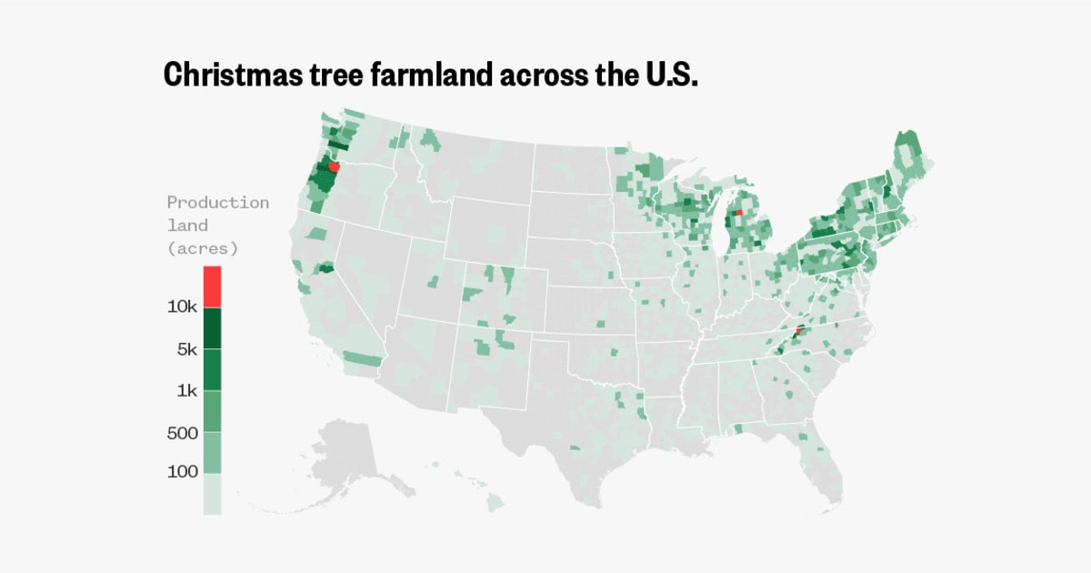 Map: Where in the U.S. Christmas trees are grown