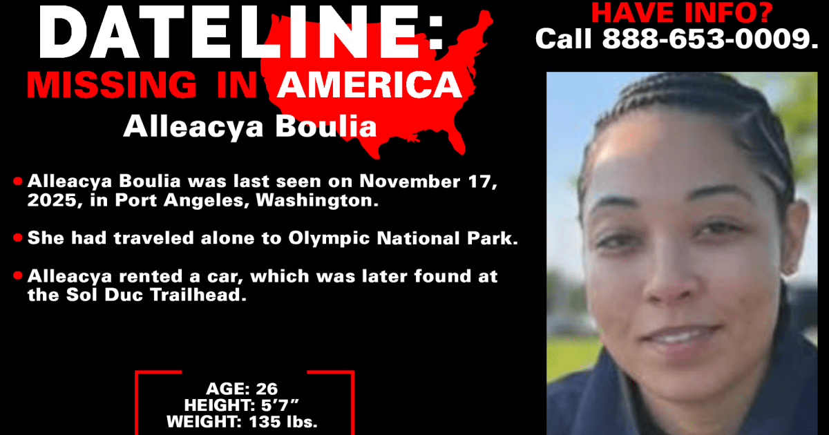 St. Louis woman Alleacya Boulia vanished in November 2025 during solo trip to Olympic National Park