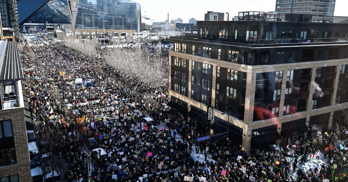 Thousands rally against ICE in Minneapolis amid below-zero temperatures