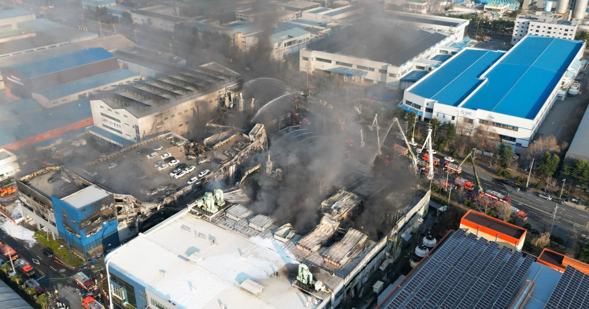 At least 10 people killed in massive fire at South Korean car parts factory, officials say