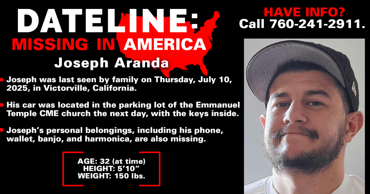 California family seeking answers in the July 2025 Victorville disappearance of father of four Joseph Aranda