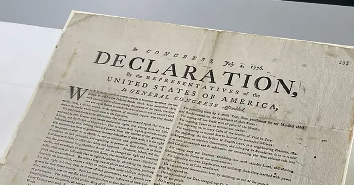 Rare Copy Of The Declaration Of Independence Seized By The British In 1776 Is Found - Beritaja