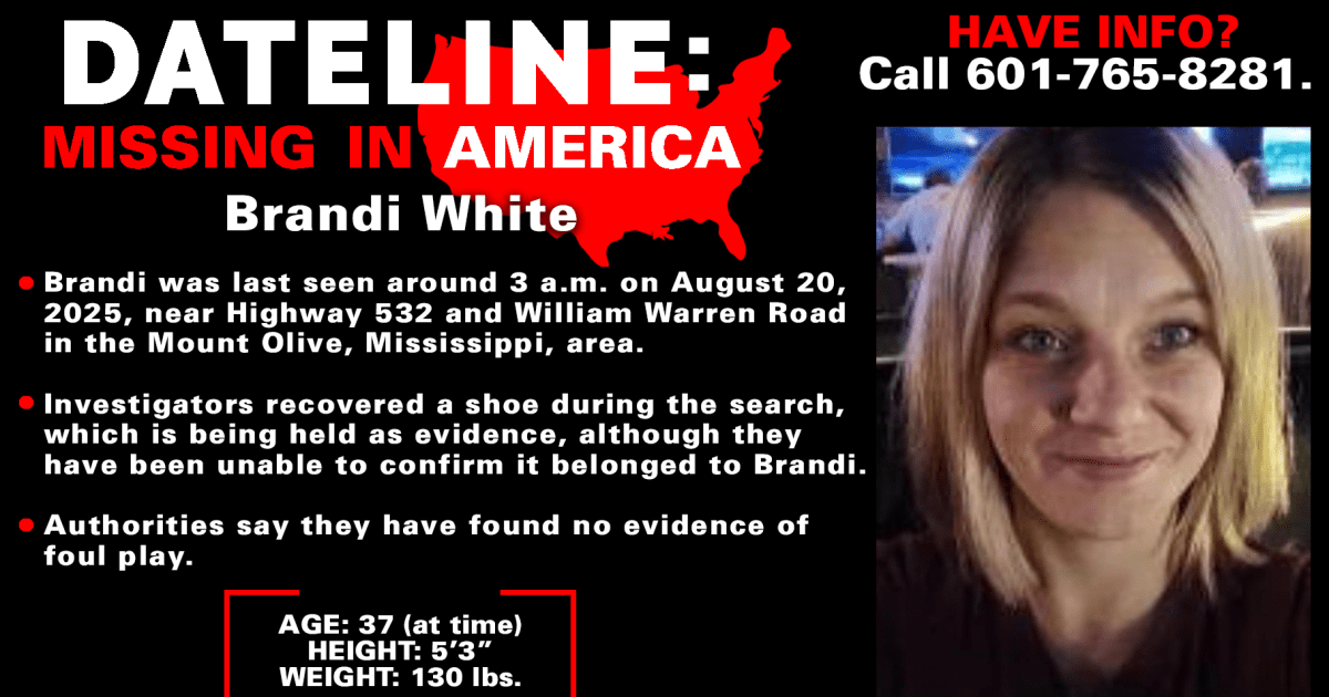 Search continues for Brandi White, last seen near Mount Olive, Mississippi