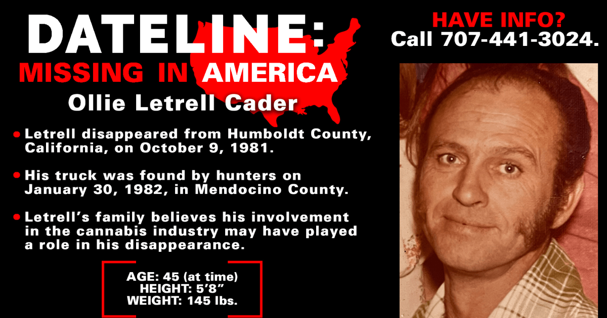 nbcnews.com - Ollie Letrell Cader disappeared from California's Emerald Triangle in October 1981 | Dateline
