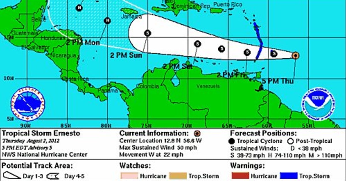 Tropical Storm Ernesto forms in Atlantic