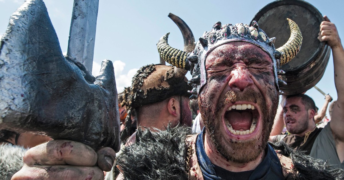 Revelers get down and dirty at Viking Festival in Spain