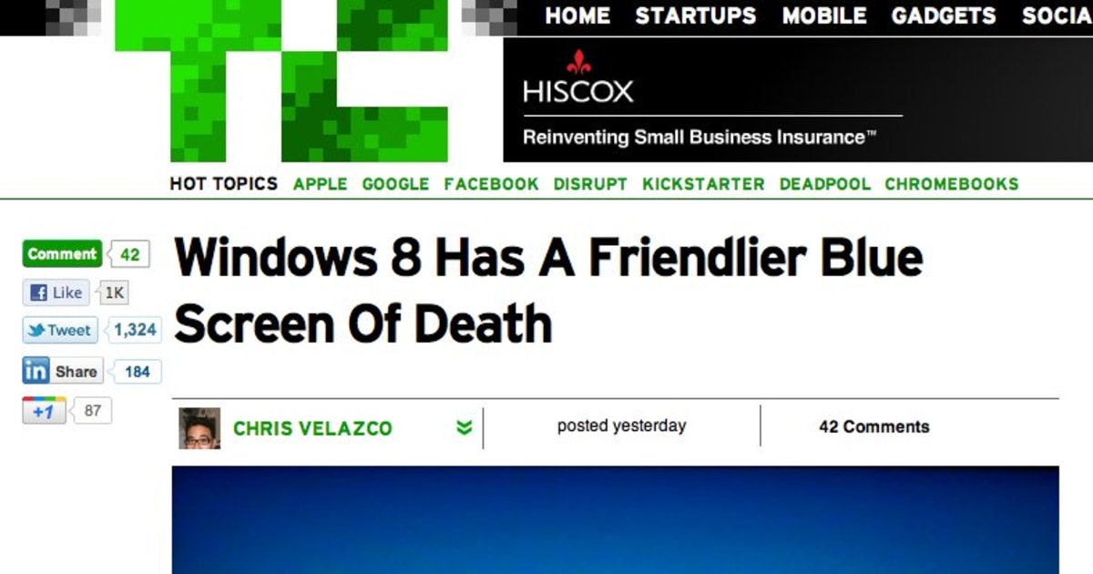 Windows 8 'screen of death' is deceptively cute