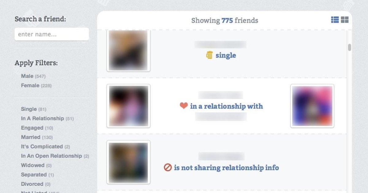 App sorts your Facebook friends based on relationship status