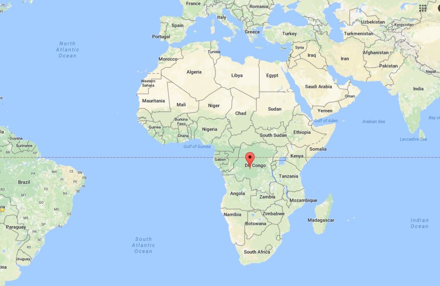 Город Ямбуку на карте Африки