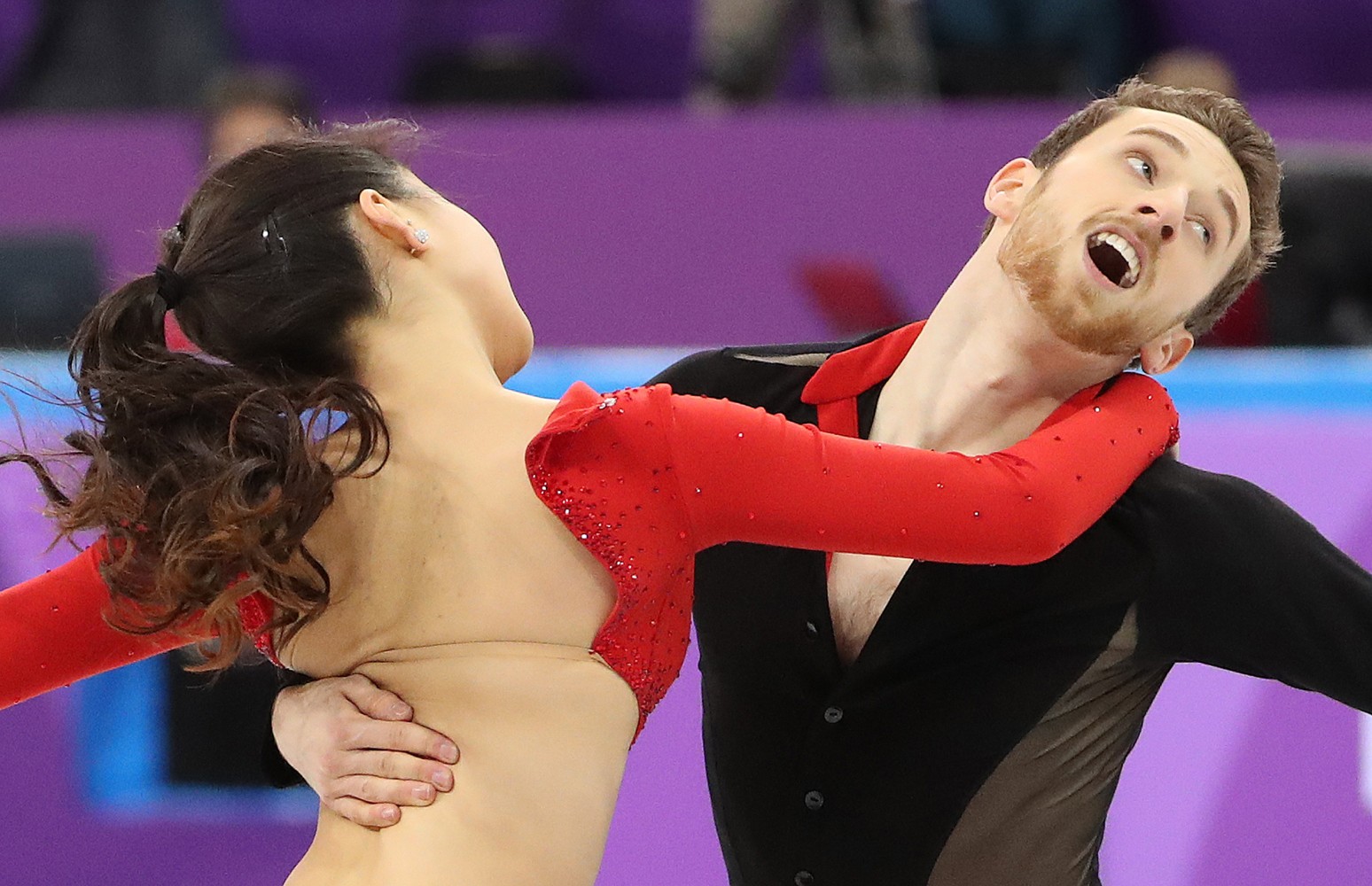 French ice skater suffers wardrobe malfunction.