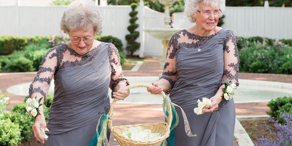 adorable grandmothers are flower girls 
