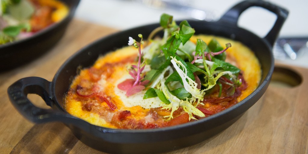 Italian Baked Eggs with Polenta and Tomato Sauce Recipe