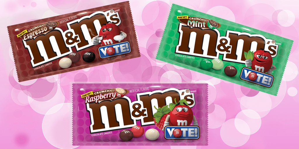 M&M's new crunchy flavors: raspberry, mint and espresso