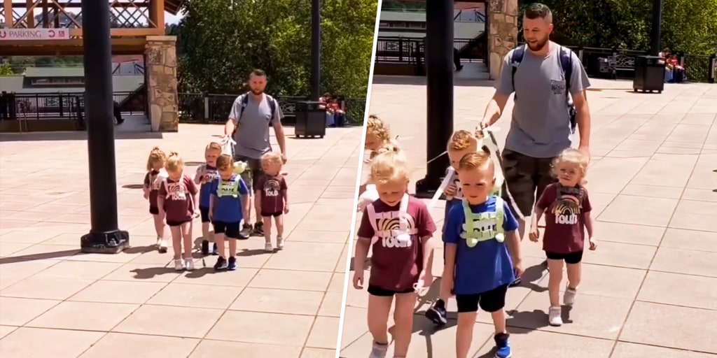 Is It Ok To Leash Your Child? Dad Judged For Leashing Quintuplets