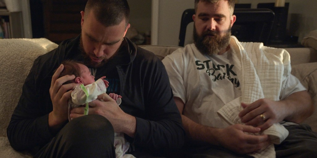 Travis Kelce Holds Baby Niece In 'Kelce' Documentary