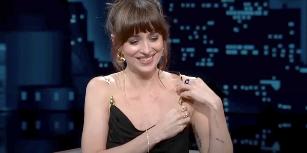dakota johnson dress falls off Dakota Johnson Frees the Nipple in Drop-Waist Lace Gown by Demna's Gucci