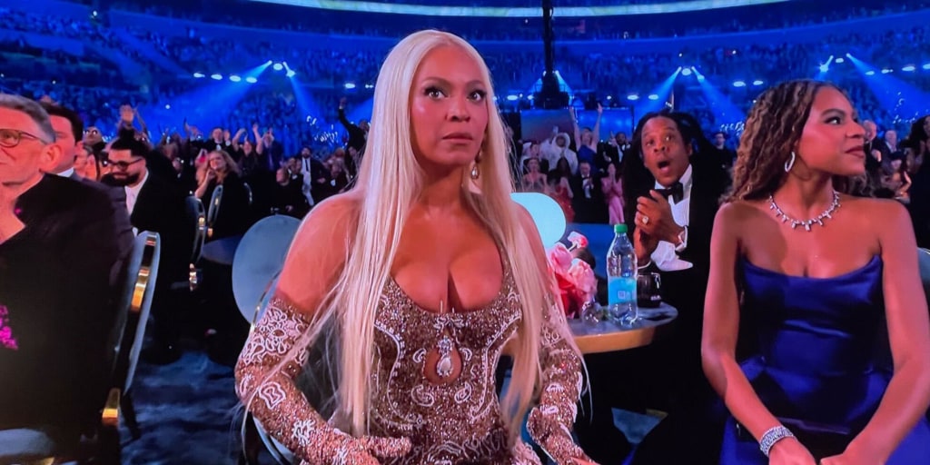 Beyoncé Reacts With Shock to Best Country Album Win at Grammys