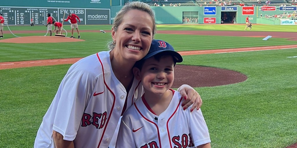 Dylan Dreyer And Son Cal Throw First Pitch At Red Sox Game
