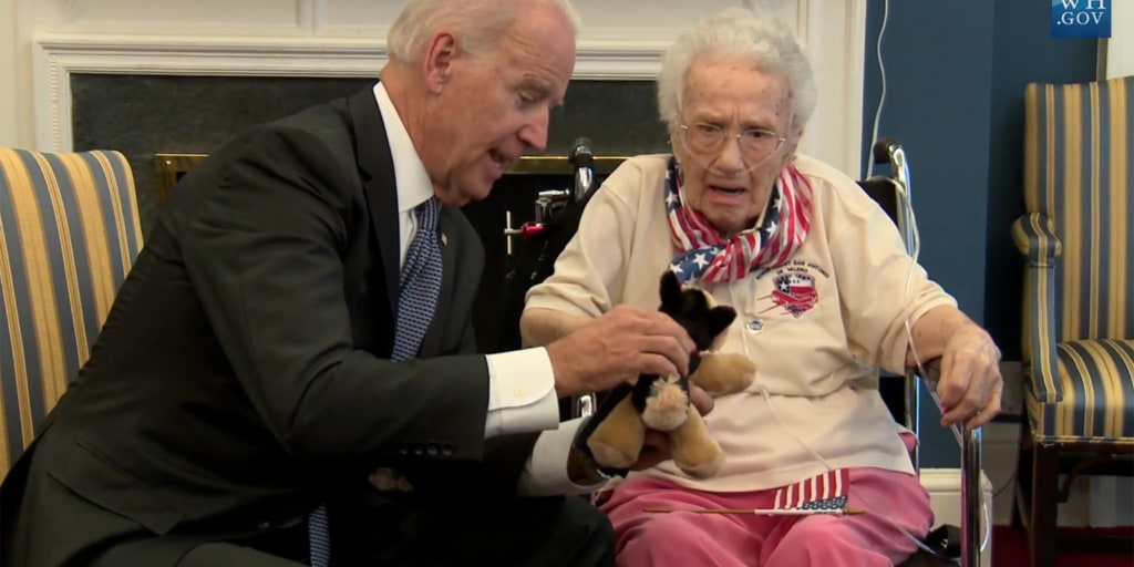 Joe Biden flirts with 108-year-old war veteran: 'I'm the guy ...