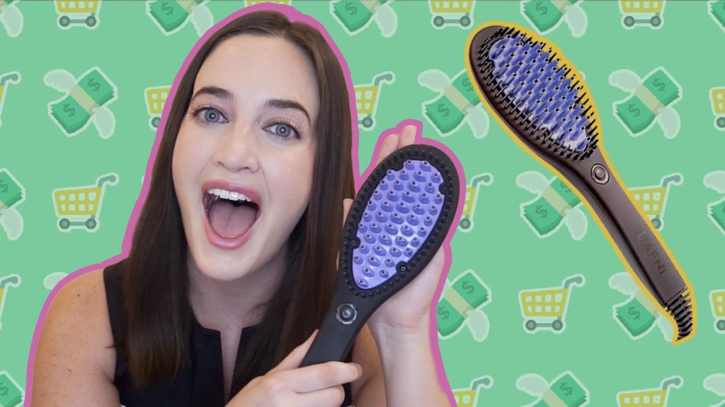 The Check Out This ceramic brush straightens hair with one stroke