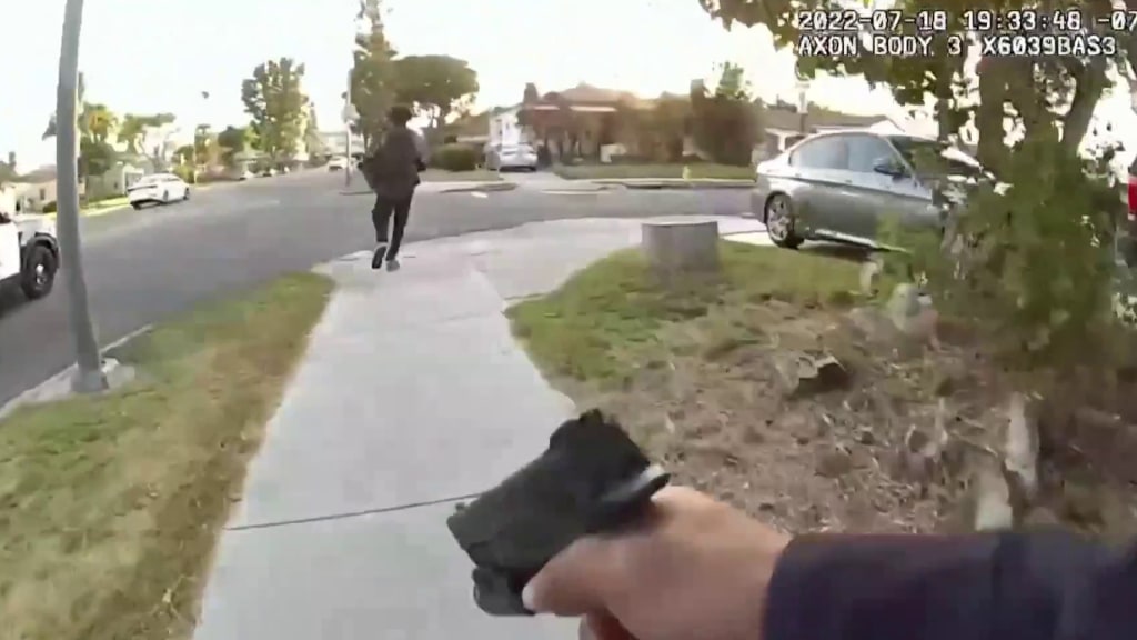 police-involved shooting in Los Angeles as body camera footage shows an off...