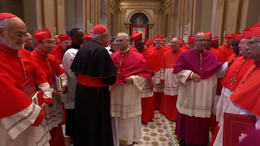 Cardinals congratulate Pope Leo XIV at Sistine Chapel