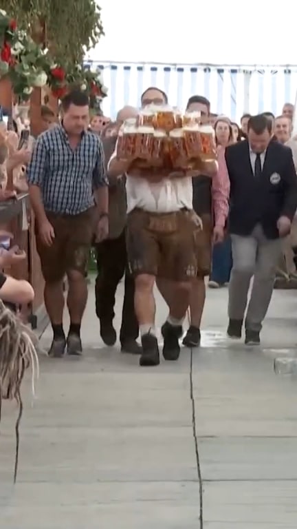 German man attempts beer-carrying world record