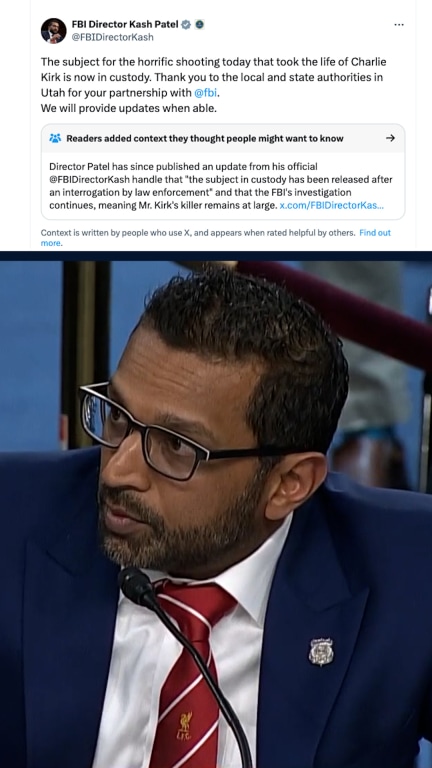 Patel defends post about Charlie Kirk ‘subject’