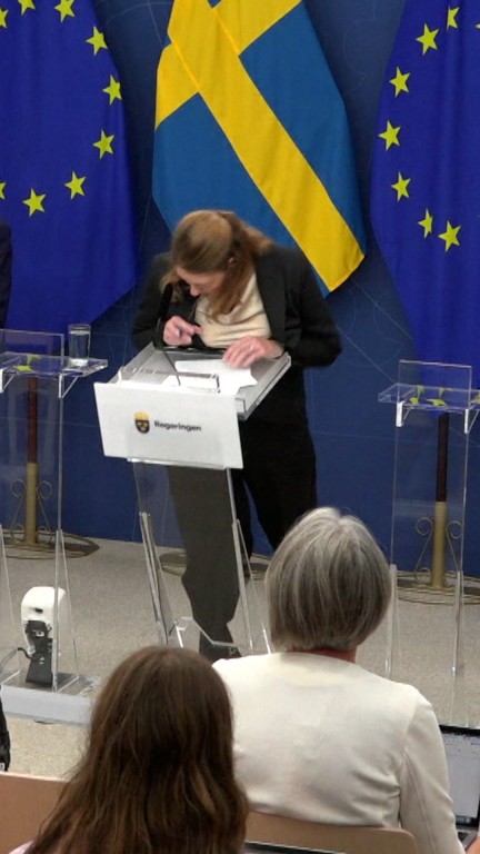 Swedish health minister collapses at press conference