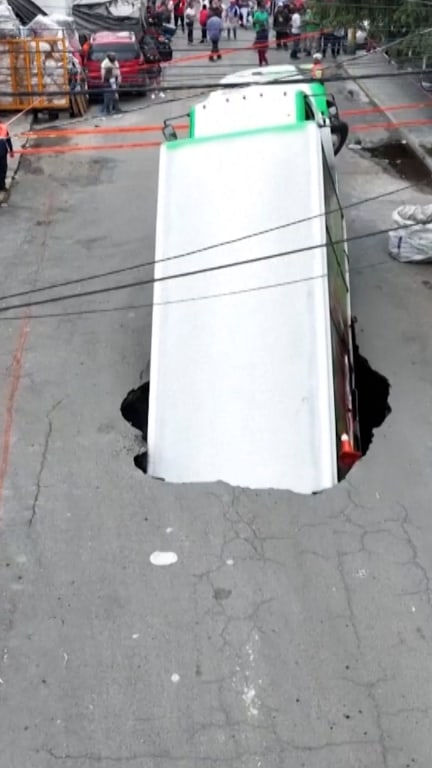 Sinkhole swallows delivery truck in Mexico