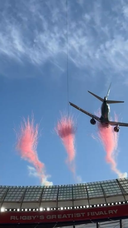 Military Aircraft Perform Low Flyover Above South African Stadium